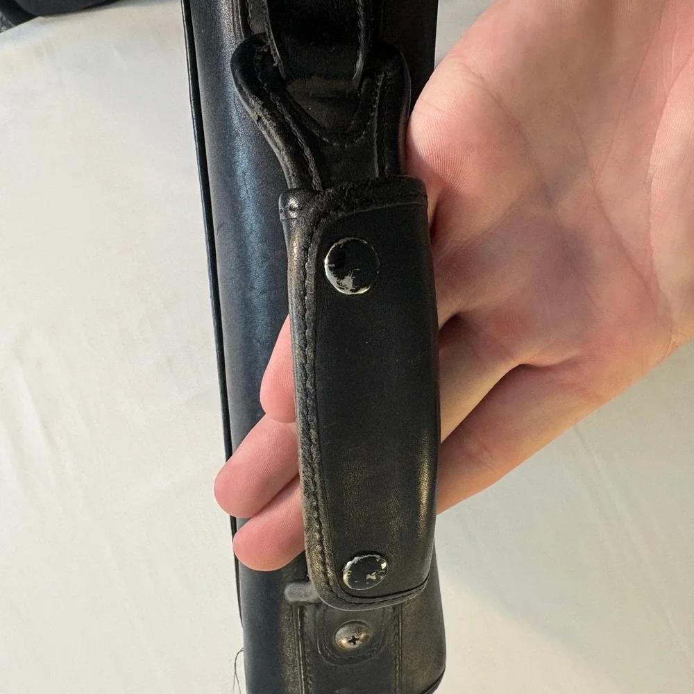 Hartmann Black Leather Briefcase Gian Paolo Lombardo Sinox Lock RARE Bag